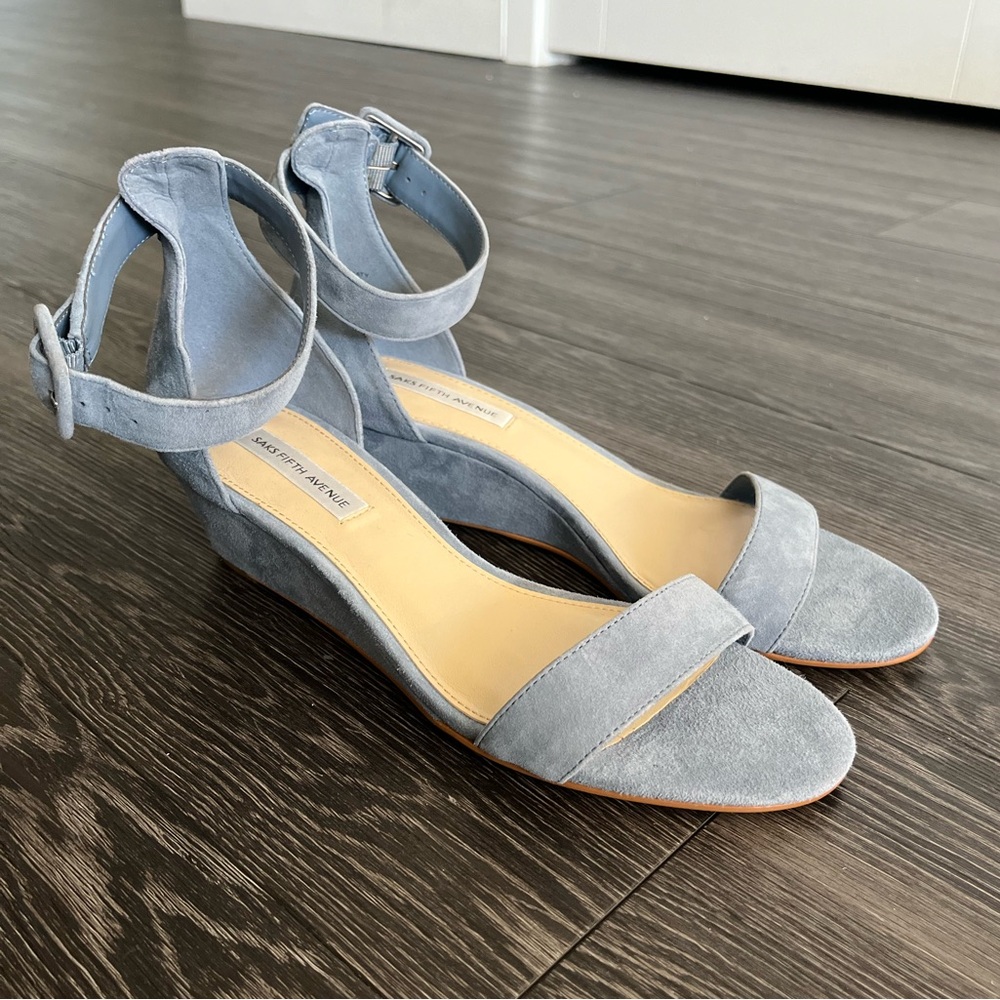 Saks Fifth Avenue Light Blue Suede Heels